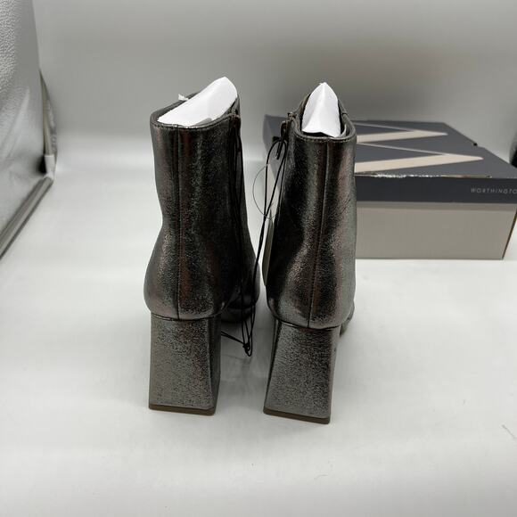 Worthington Womens Bannow Flared Heel Booties Pewter Color Size 8 - Picture 7 of 12